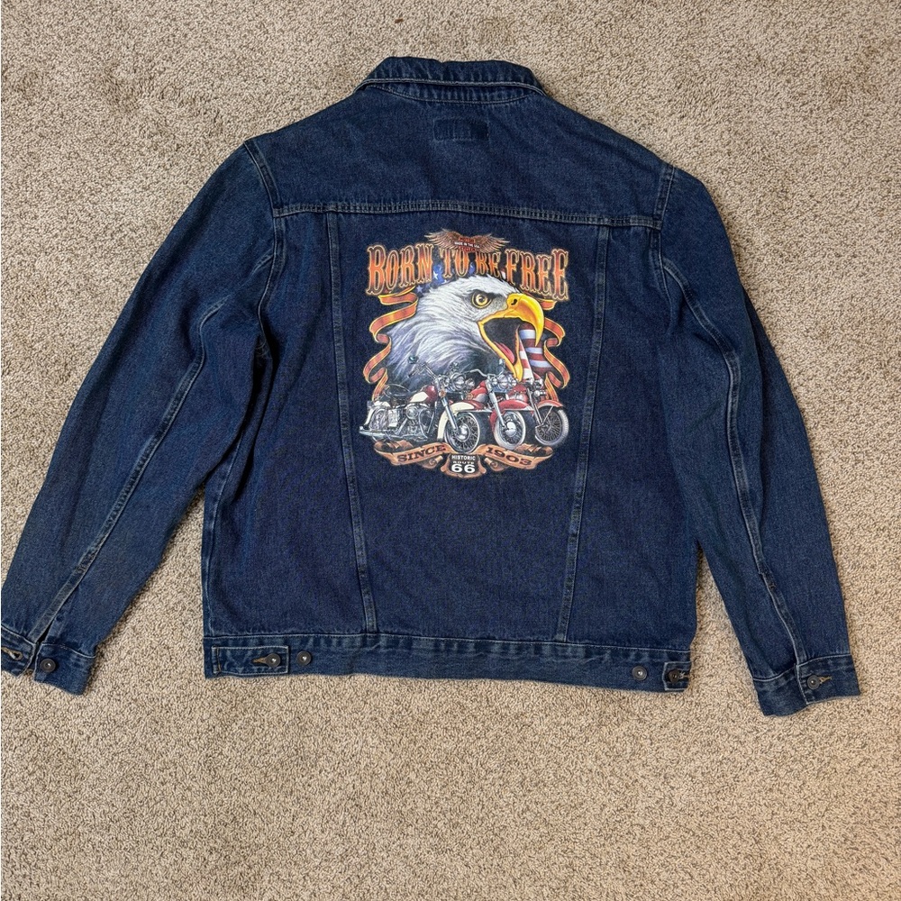 Denim Jacket with Eagle Graphic